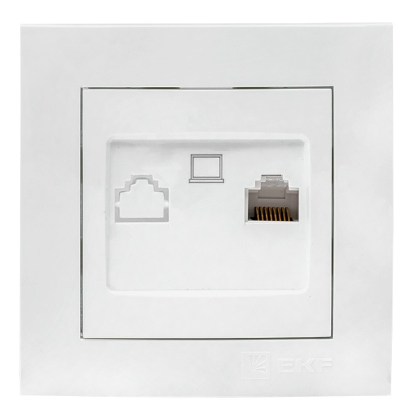 Розетка EKF PROxima RJ-45 1-местная IP20 Валенсия белый