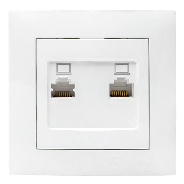 Розетка EKF PROxima RJ-45 2-местная IP20 Валенсия белый