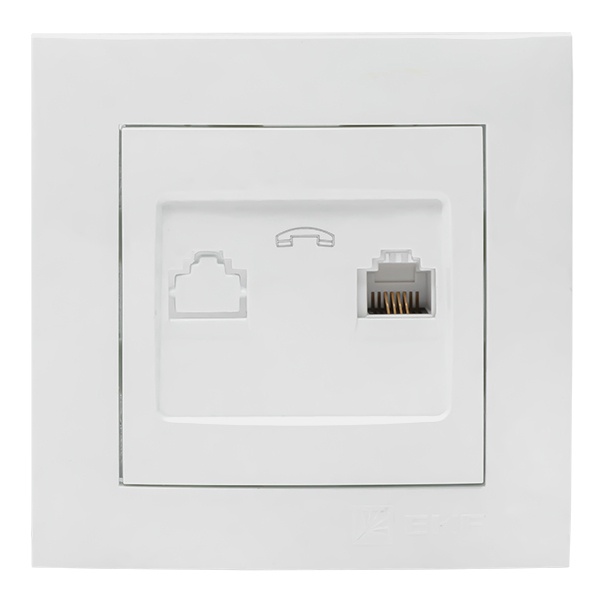 Розетка телефонная EKF PROxima RJ-11 1-местная IP20 Валенсия белый