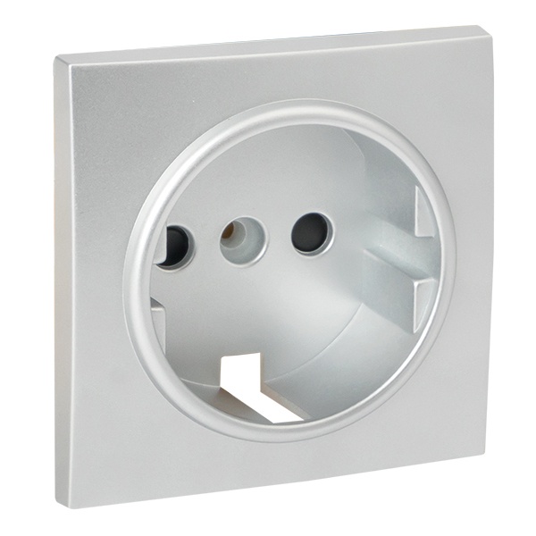 Лицевая панель розетки 1-местной с/з со шторками EKF PROxima Валенсия сталь