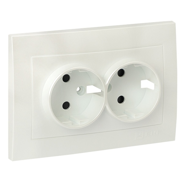 Лицевая панель розетки 2-местной с/з со шторками EKF PROxima Валенсия жемчуг