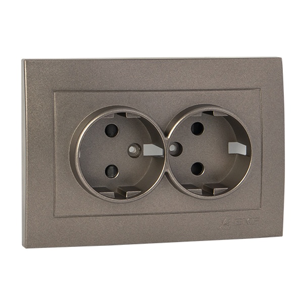 Лицевая панель розетки 2-местной с/з со шторками EKF PROxima Валенсия графит