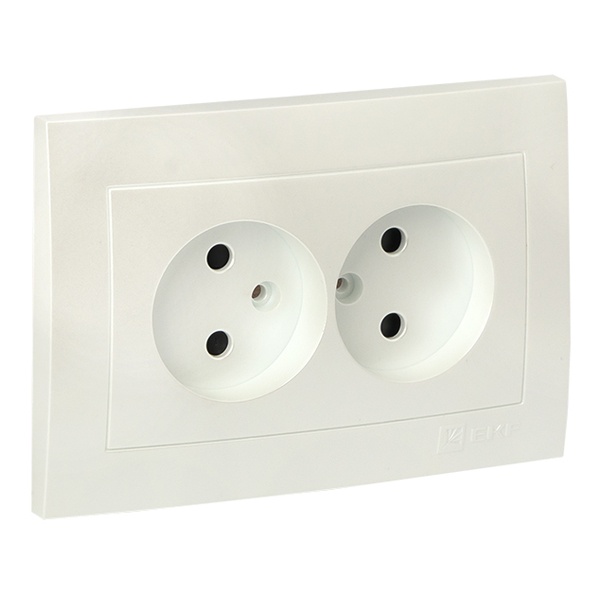 Лицевая панель розетки 2-местной б/з со шторками EKF PROxima Валенсия жемчуг