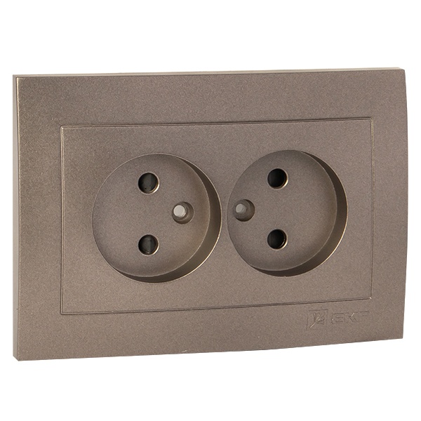 Лицевая панель розетки 2-местной б/з со шторками EKF PROxima Валенсия графит