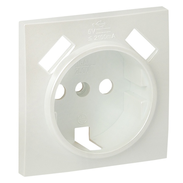 Лицевая панель розетки EKF PROxima 1-местной с/з 16А со шторками с 2 USB 2,1А Валенсия жемчуг