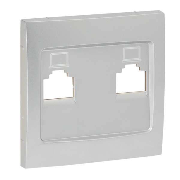 Лицевая панель розетки EKF PROxima RJ-45 2-местная Валенсия сталь