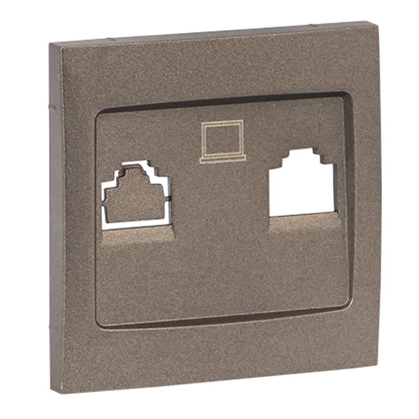 Лицевая панель розетки EKF PROxima RJ-45 2-местная Валенсия графит