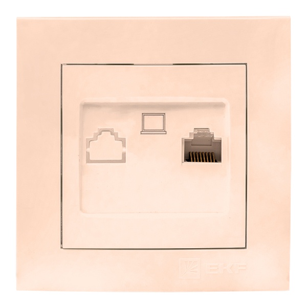 Розетка EKF PROxima RJ-45 1-местная IP20 Валенсия кремовый