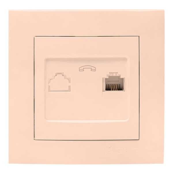 Розетка телефонная EKF PROxima RJ-11 1-местная IP20 Валенсия кремовый