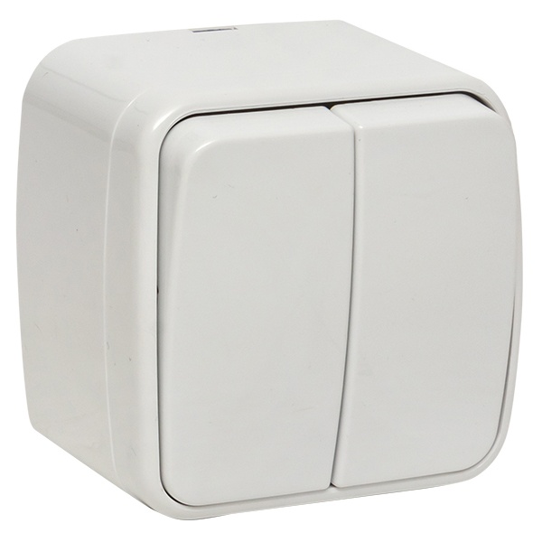 Накладной выключатель 2-клавишный EKF Минск 10А IP20 белый