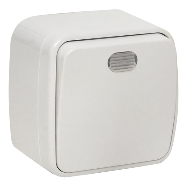 Накладной выключатель 1-клавишный EKF Минск с индикатором 10А IP20 белый