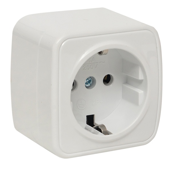 Накладная розетка EKF Минск 1-местная с заземлением 16А IP20 белый