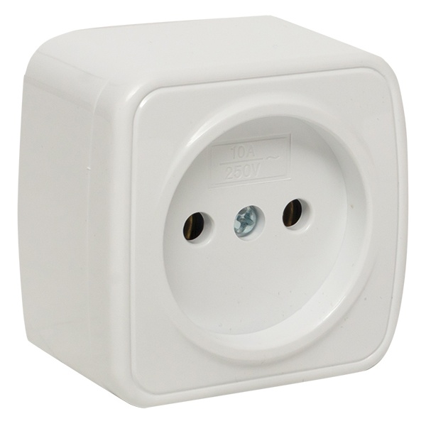 Накладная розетка EKF Минск 1-местная без заземления 10А IP20 белый
