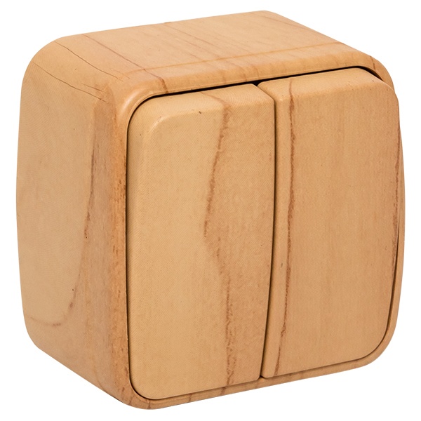 Накладной выключатель 2-клавишный EKF Минск 10А IP20 светлое дерево