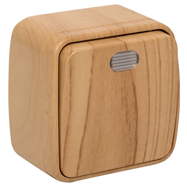 Накладной выключатель 1-клавишный EKF Минск с индикатором 10А IP20 светлое дерево