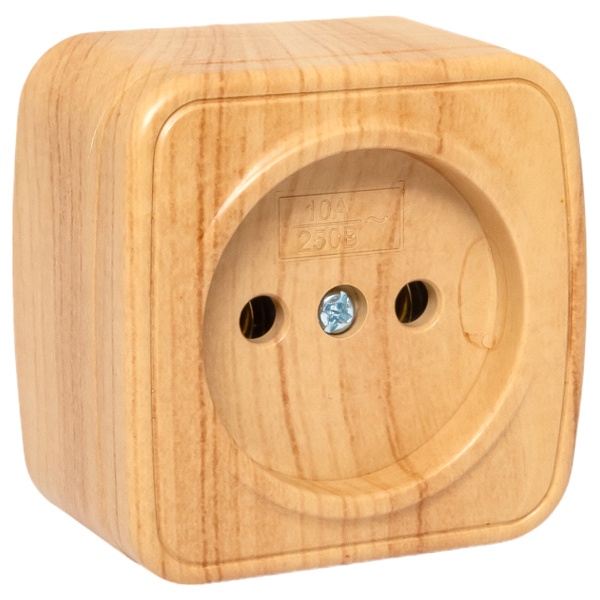 Накладная розетка EKF Минск 1-местная без заземления 10А IP20 светлое дерево