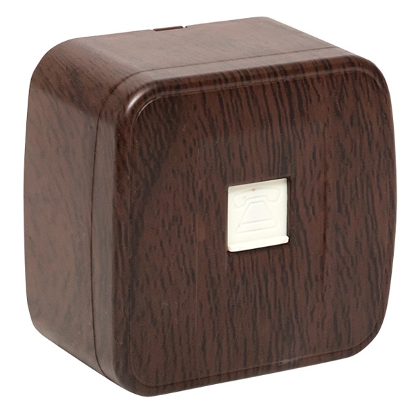 Накладная розетка телефонная EKF Минск RJ-11 1-местная IP20 тёмное дерево