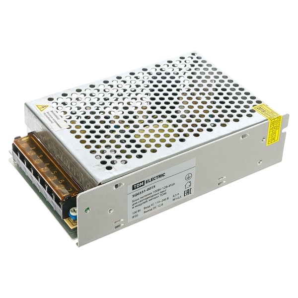 Блок питания TDM 100W 12V IP20 для светодиодных лент и модулей DC металлический корпус