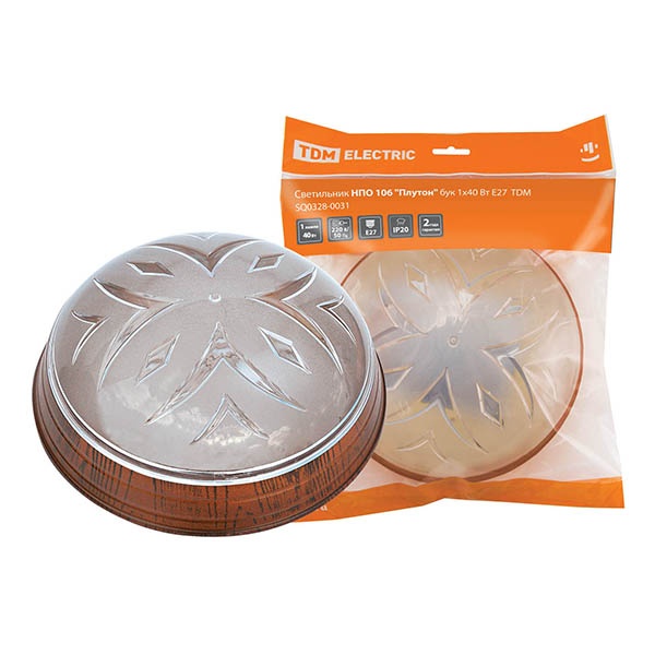 Светильник TDM НПО 106 Плутон бук 1x40W 230V Е27 КЛЛ IP20