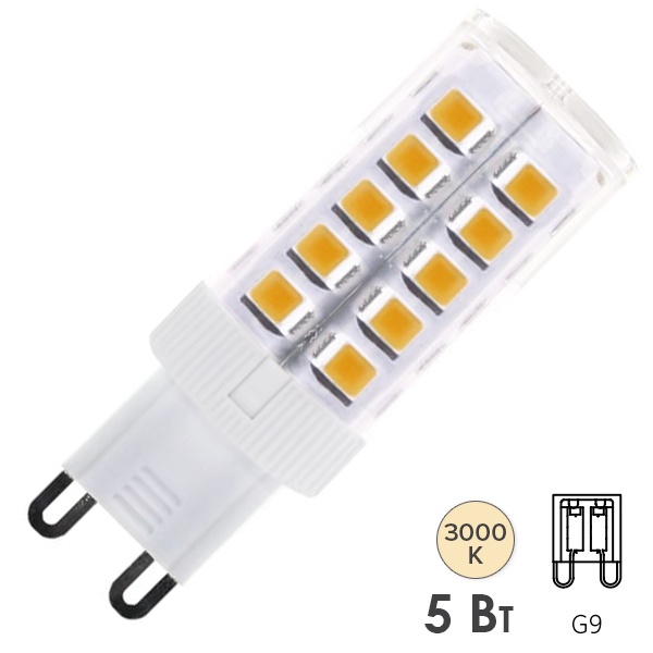 Лампа светодиодная капсула TDM 5W 3000K 220V G9 SMD 16х49мм