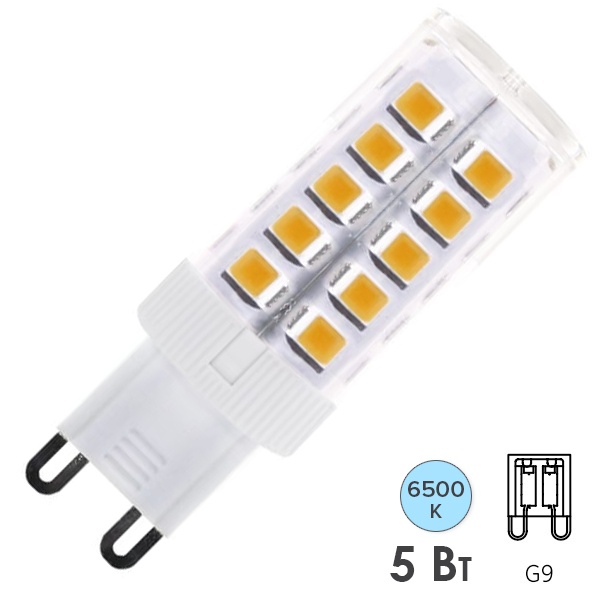 Лампа светодиодная капсула TDM 5W 6500K 220V G9 SMD 16х49мм