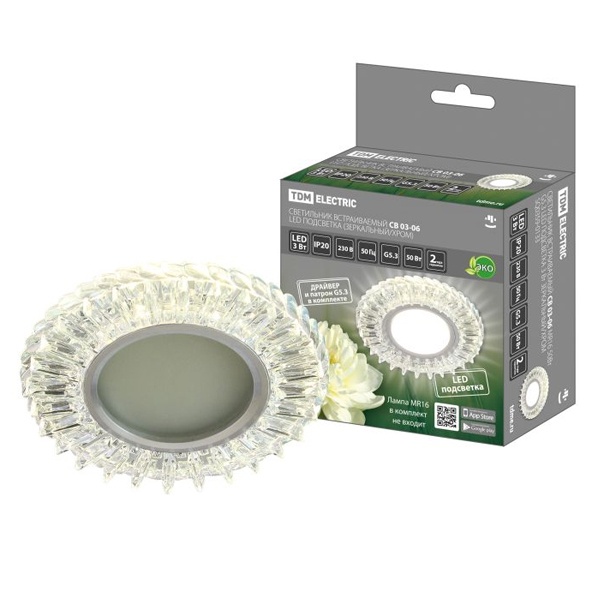 Светильник встраиваемый TDM СВ 03-06 MR16 50W G5.3 LED подсветка 3W зеркальный/хром