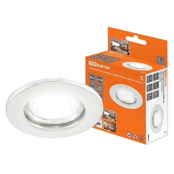 Светильник встраиваемый TDM СВ 01-01 MR16 50W 230V G5.3 белый d60mm IP20