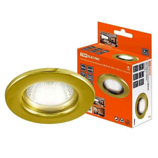 Светильник встраиваемый TDM СВ 01-01 MR16 50W 230V G5.3 бронза d60mm IP20