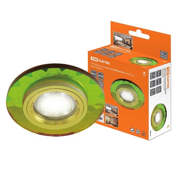 Светильник встраиваемый TDM СВ 03-03 MR16 50W G5.3 мульти/золото d65mm