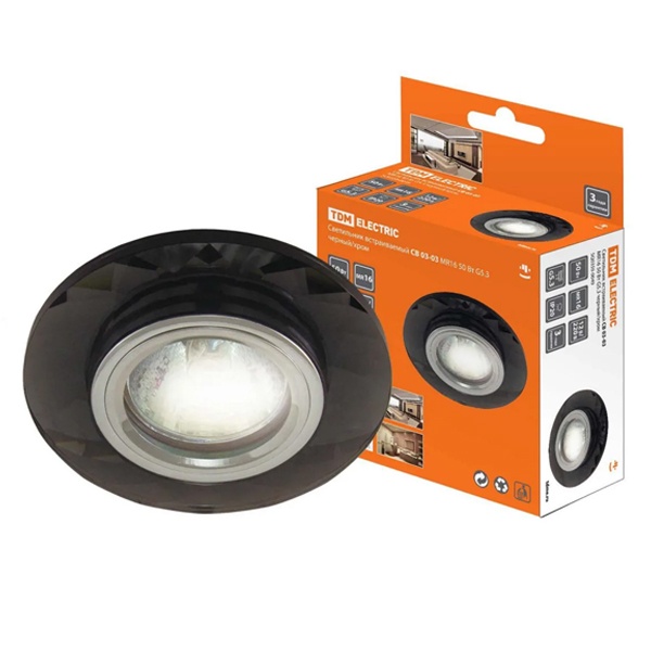 Светильник встраиваемый TDM СВ 03-03 MR16 50W G5.3 черный/хром d65mm