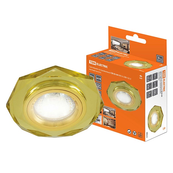 Светильник встраиваемый TDM СВ 03-04 MR16 50W G5.3 жёлтый/золото d65mm