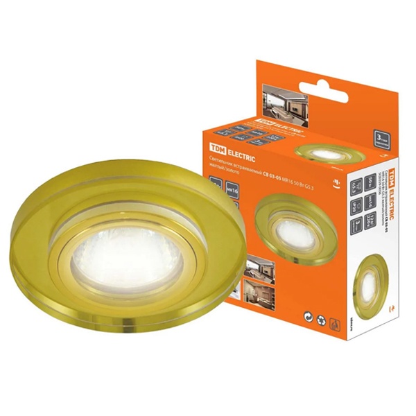 Светильник встраиваемый TDM СВ 03-05 MR16 50W G5.3 жёлтый/золото d65mm