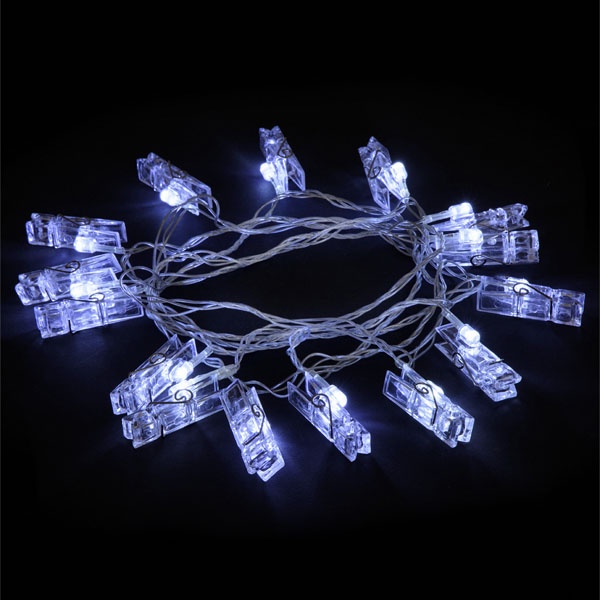 Гирлянда светодиодная TDM Прищепки 3м 15LED белый 8 режимов 220V IP20