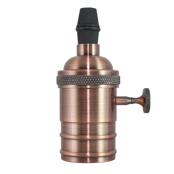 Патрон TDM подвесной Е27 с выключателем, металлический Лофт, медь