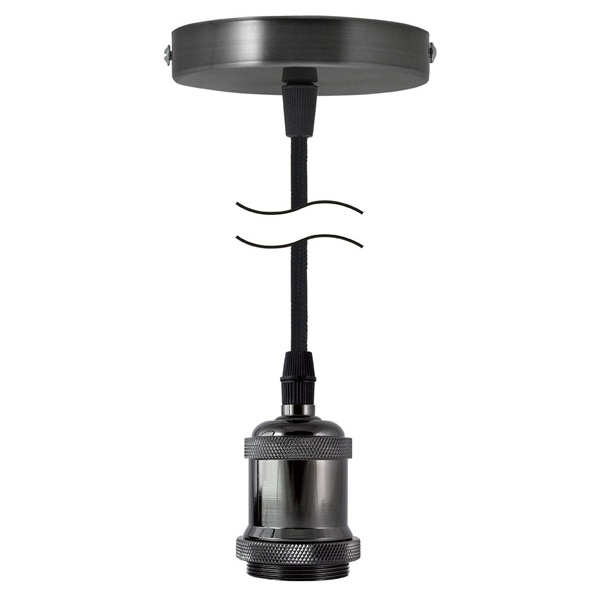 Патрон Е27 TDM с подвесом 1 м, металлический Лофт, черный