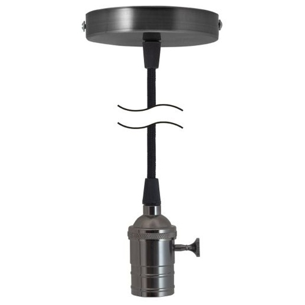 Патрон Е27 TDM с выключателем с подвесом 1 м, металлический Лофт, черный