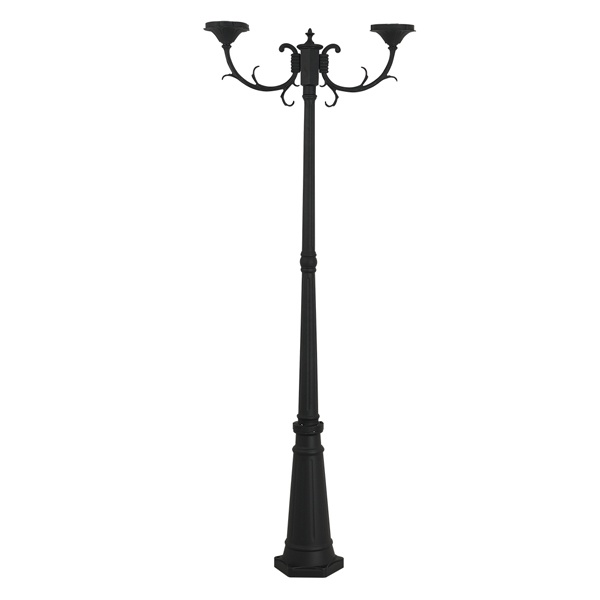 Опора парковая, без рассеив. НТУ 015, E27, 2x100 Вт, байонет 145 мм, H2005 мм, алюм, черн, IP54,TDM