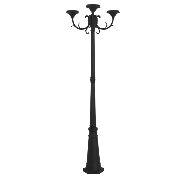 Опора парковая, без рассеив. НТУ 015, E27, 3x100 Вт, байонет 145 мм, H2005 мм, алюм, черн, IP54,TDM