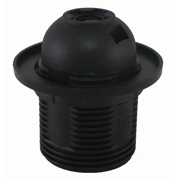 Патрон Е27 TDM с кольцом, термостойкий пластик, черный, Б/Н