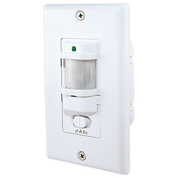 Датчик движения встраиваемый в стену TDM ДДВ-02 1200Вт, 10-1800с, 9м, 10Лк, 140гр IP20