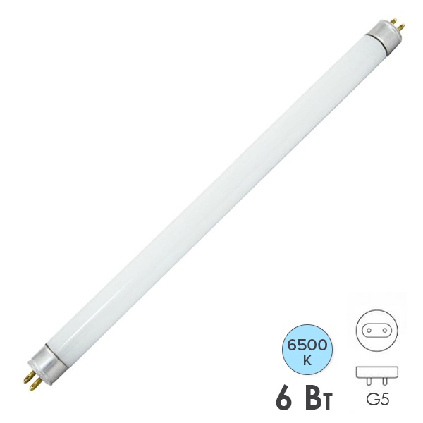 Люминесцентная линейная лампа TDM T4 ЛЛ-12 6W 6500K G5 219,2mm