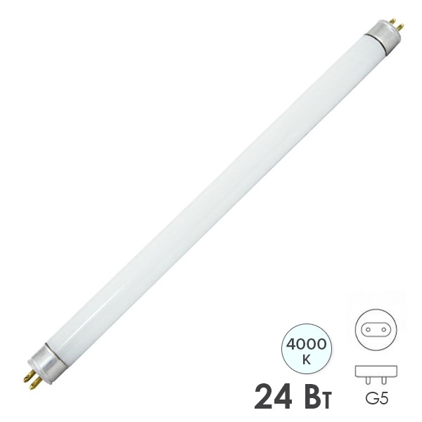 Люминесцентная линейная лампа TDM T4 ЛЛ-12 24W 4000K G5 654,2mm