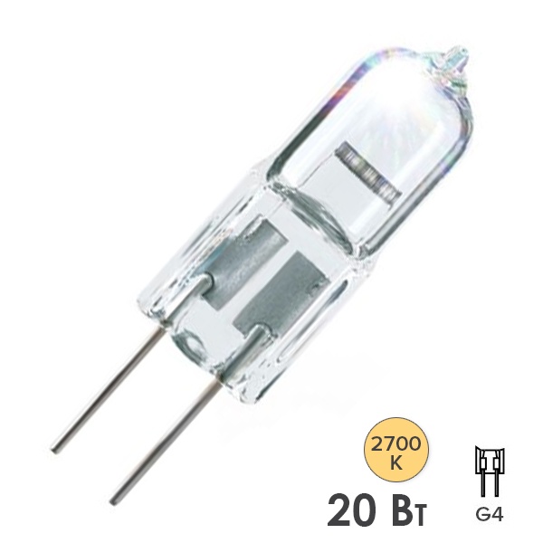 Лампа капсульная галогенная TDM JC 20W 12V G4 прозрачная