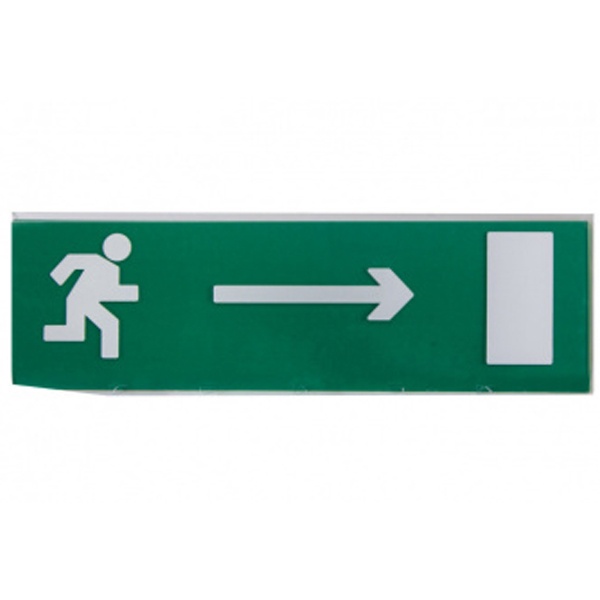 Сменное табло TDM Направление к эвакуационному выходу направо зеленый фон для Топаз