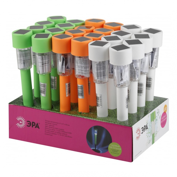 Светильник садовый ЭРА SL-PL30-CLR на солнечной батарее, пластик, цветной, 32 см (50561837