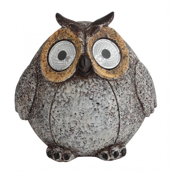 Садовый светильник ЭРА ERAFYS01-08 Сова серая на солнечной батарее, полистоун 11,5см