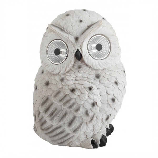 Садовый светильник ЭРА Полярная сова на солнечной батарее, полистоун 19см