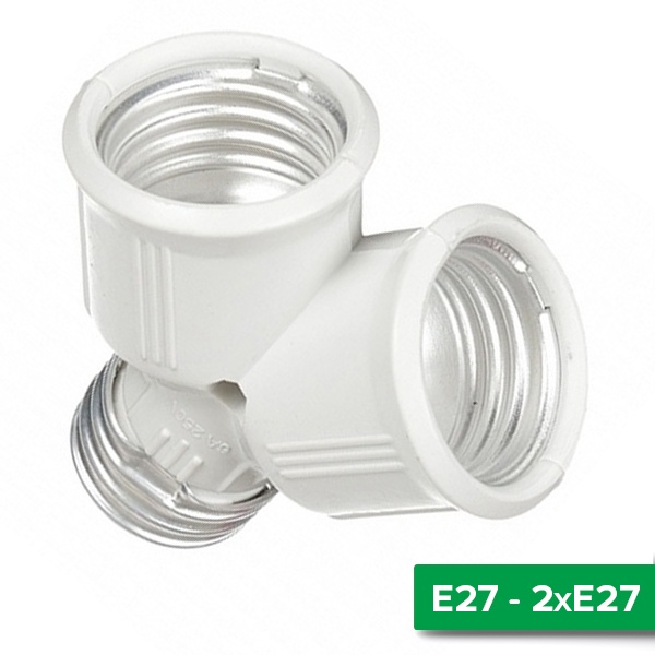 Патрон-двойник TDM с Е27 на 2хЕ27 белый
