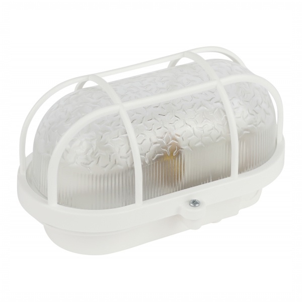 Светильник ЭРА НБП 01-60-002 с решеткой Евро пластик/стекло IP53 E27 max 60W 184х115х90 овал белый