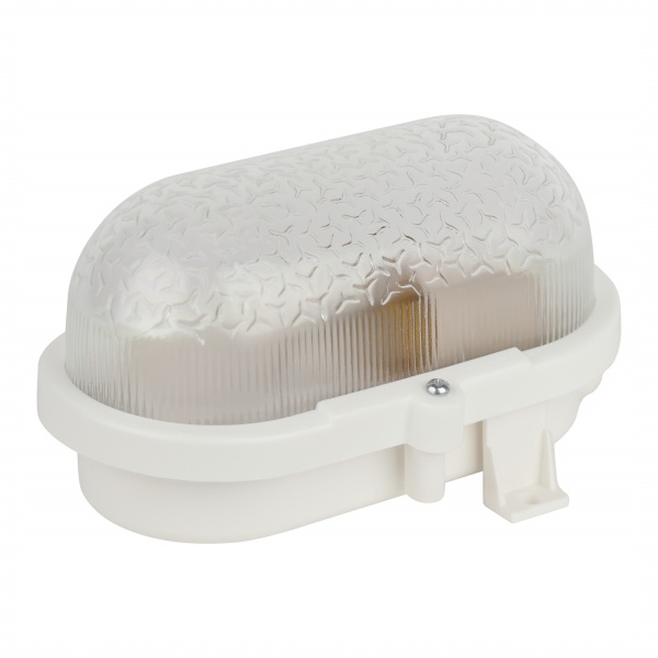 Светильник ЭРА НБП 01-60-012 с ободком Евро пластик/стекло IP53 E27 max 60W 184х115х90 овал белый